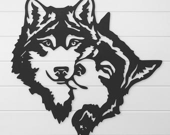 Rustic Metal Wolf Sign: Industrial Wall Art, Clear Coated Steel