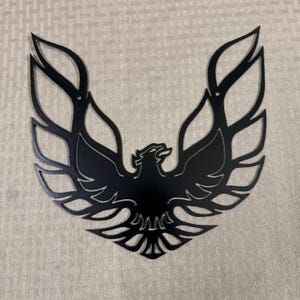 Metal firebird sign, large steel wall art, phoenix silhouette afbeelding 11
