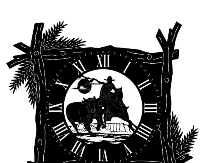 Branch frame clock with cowboy cad cut file