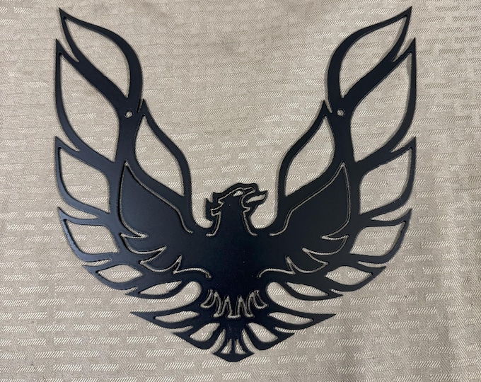 Firebird cut from 14 gauge steel with coating