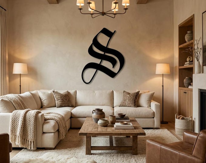 Metal letter S in old English style, cut from 14 gauge steel