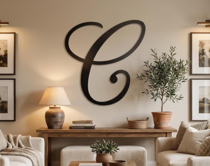 Metal Letter C, 14 Gauge Steel satin black Wall Initial