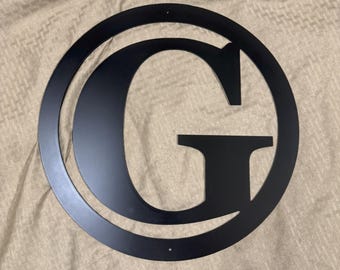 Metal letter G in circle