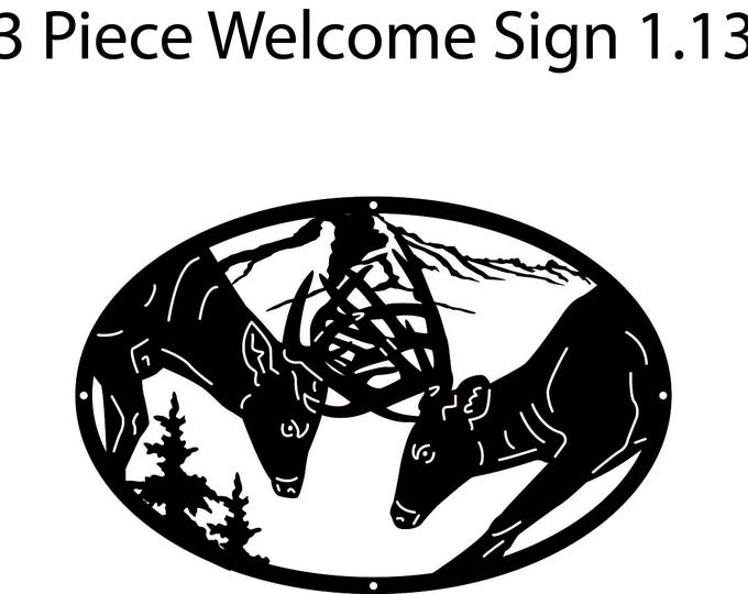 Three piece double buck welcome home sign cad files