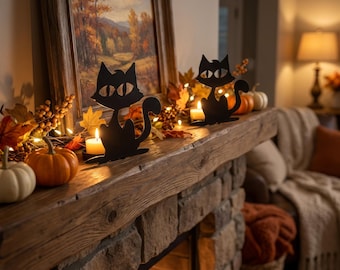 Black Cat Candle Holders - Set of 2