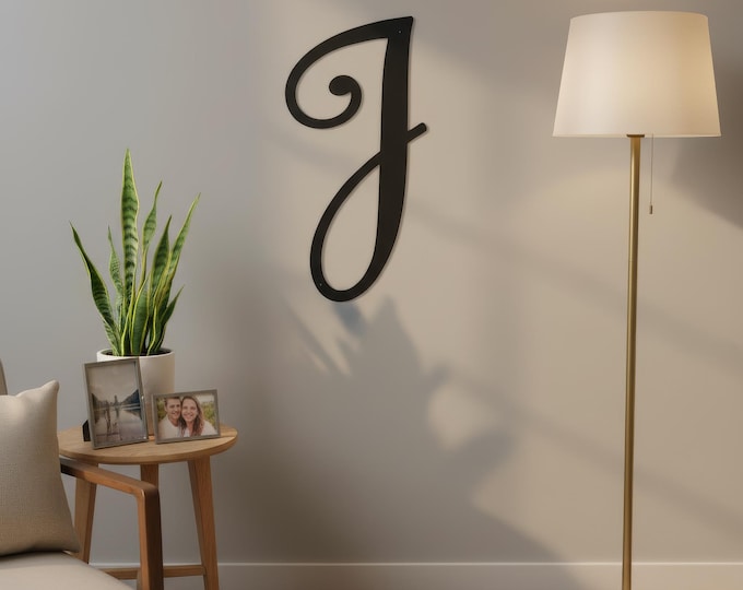 Letter J Decor, Black 14 Gauge Steel Wall Hanging