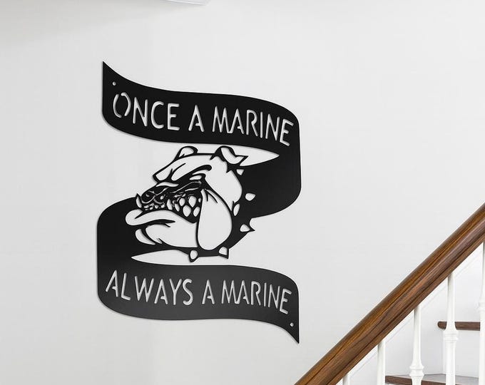 Marine Metal Sign, 14 Gauge Steel USMC Wall Decor