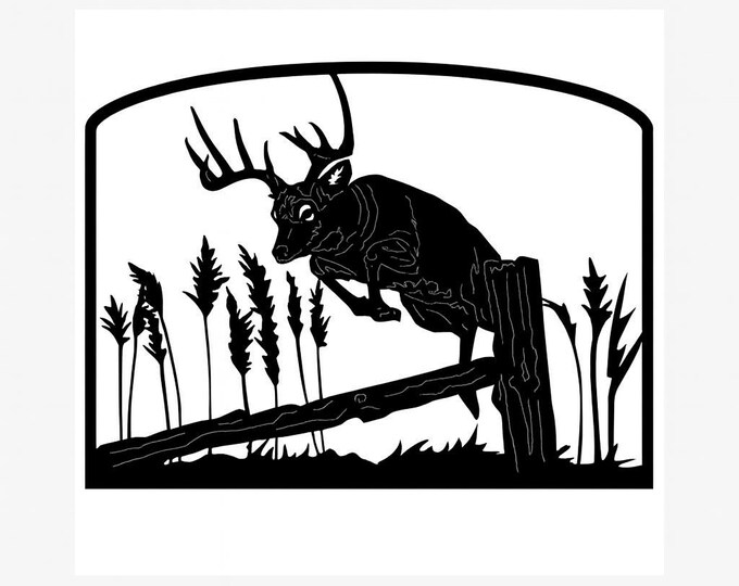 Buck jumping outdoor scene cad cut files