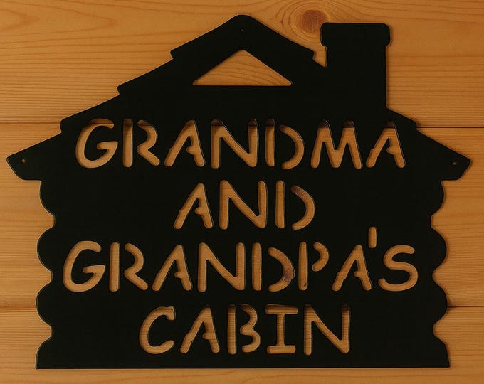 Rustic Metal Grandma & Grandpa's Cabin Sign - Industrial Decor