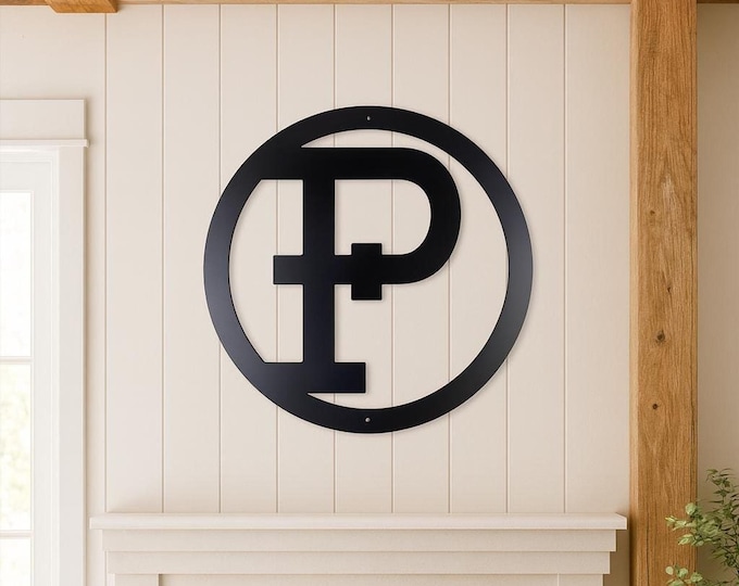 Metal Letter P in Cattle Brand Font, 14 Gauge Steel Circle Sign