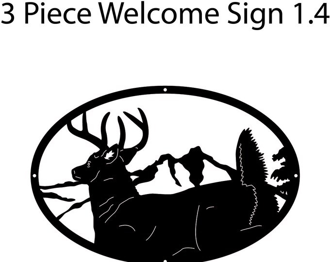 Three piece buck welcome home sign cad files