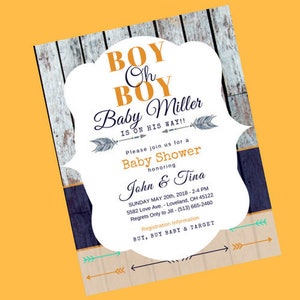 Rustic Boy Oh Boy Baby Shower Invitation
