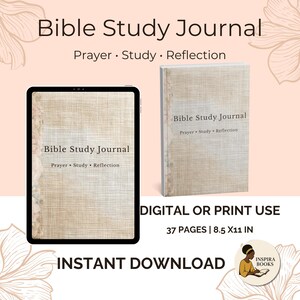 Bible Study Journal | Printable Prayer  Devotional| Faith-Based  Reflection & Planning Pages Hyperlinked Digital Download