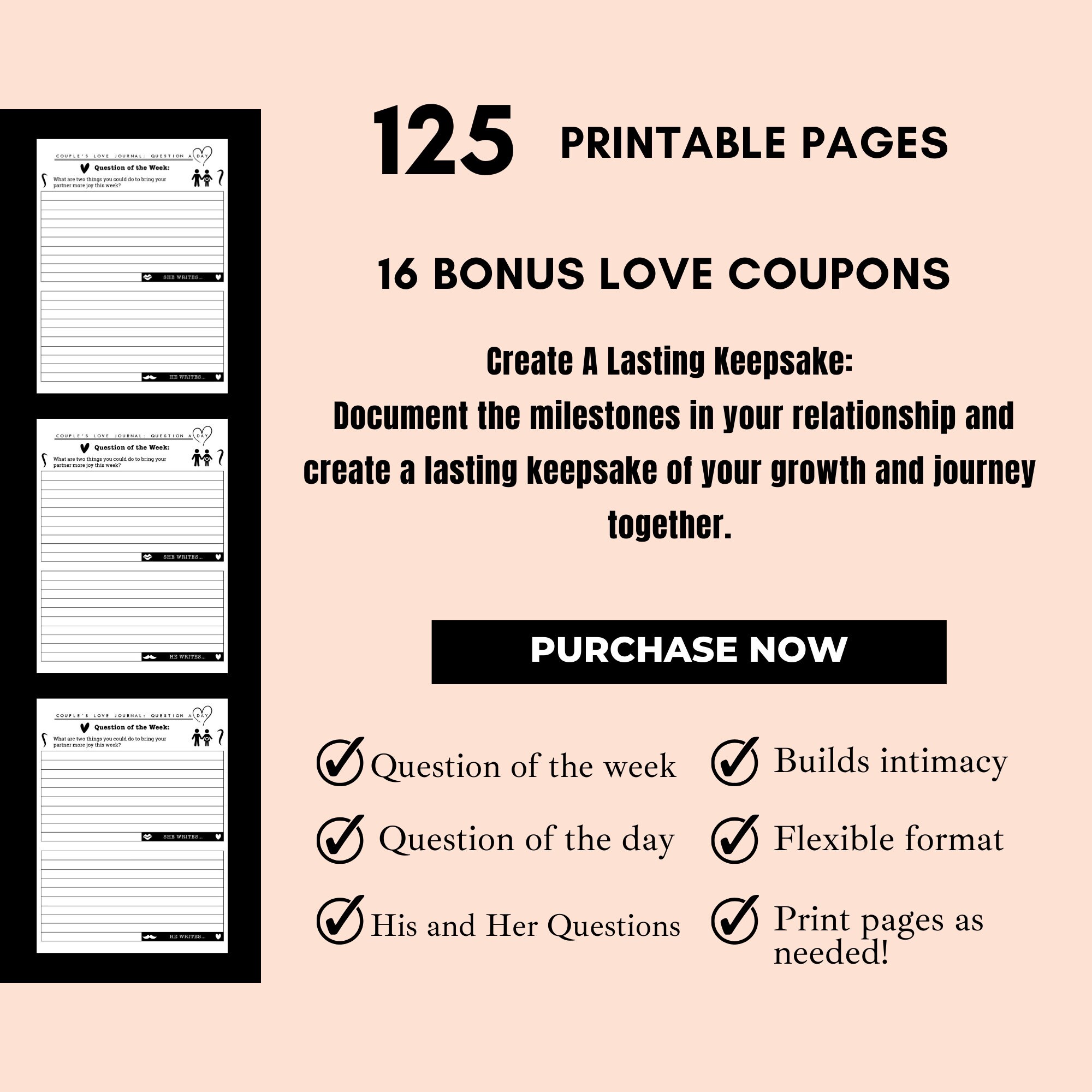 Interactive Couple's Love Journal Digital Relationship Building ...