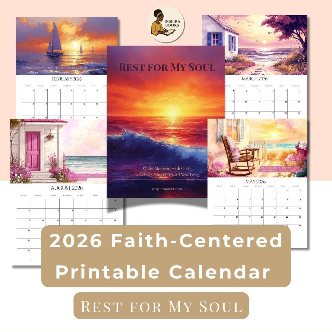 Printable 2026 Scripture Wall Calendar | Rest for My Soul | Yearly ...
