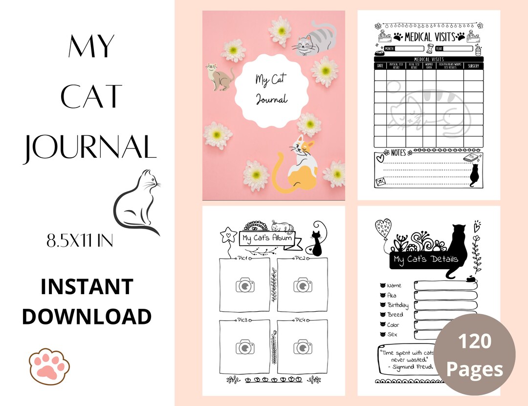 Printable Cat Journal Health and Activity Tracker - Etsy