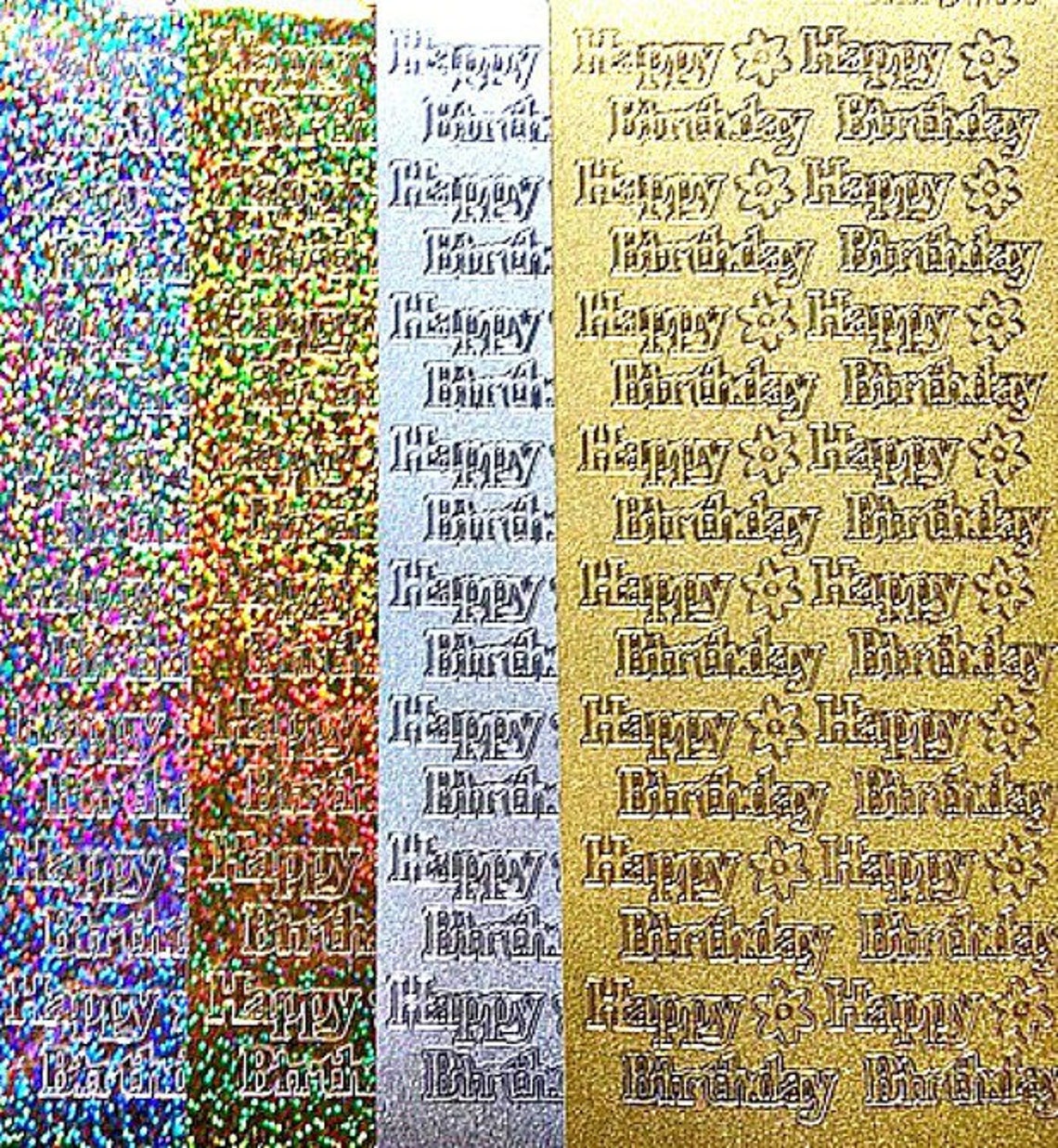 Sparkly Happy Birthday Peel Off Sticker Sheets Card Making Etsy