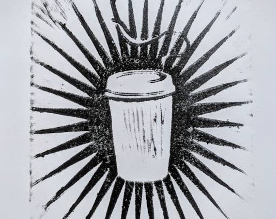 Sacred Coffee Linocut