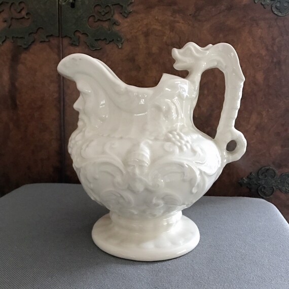 Rare Vintage Big White Porcelain Vase Engraved Details Ceramic Etsy