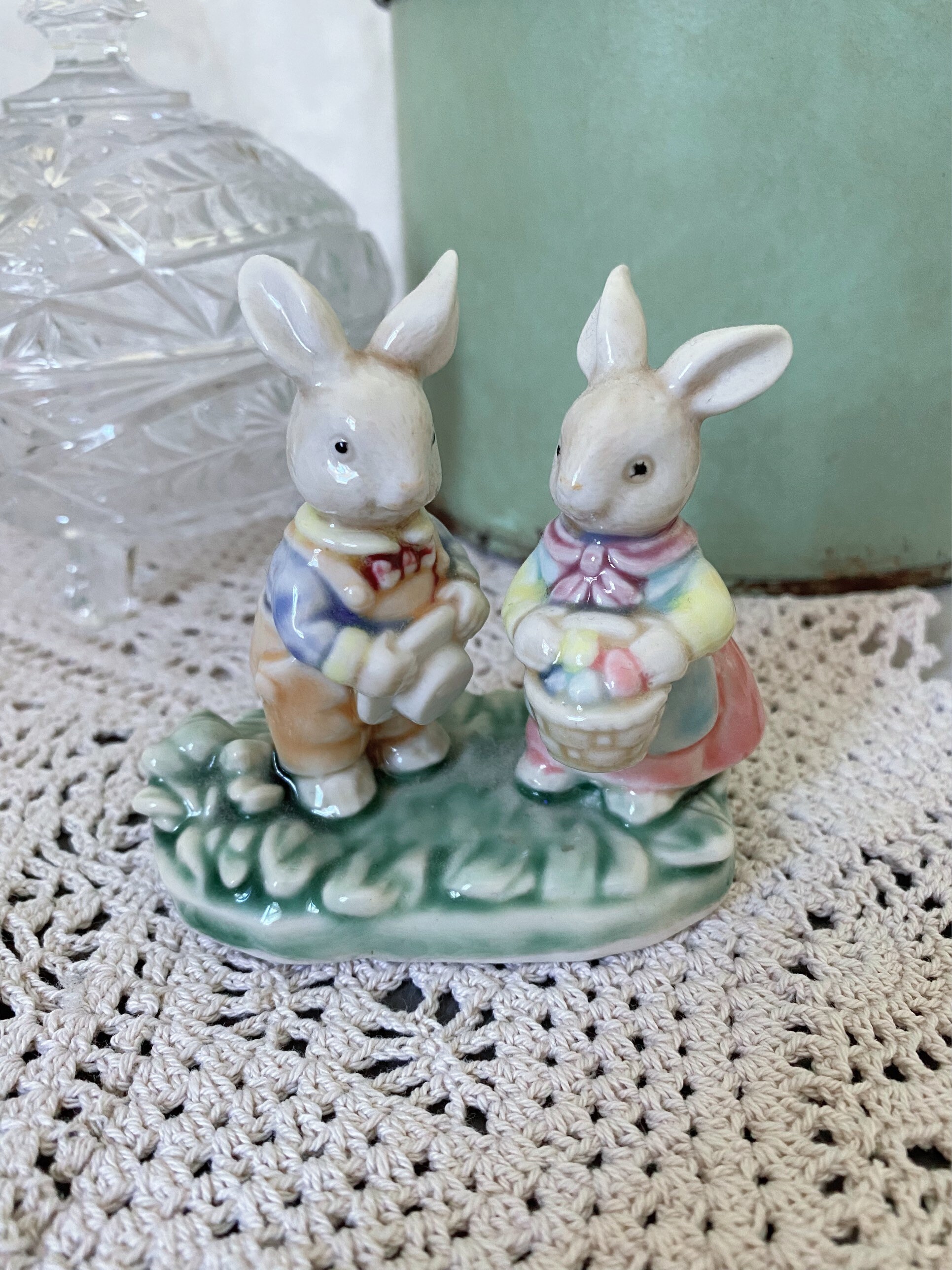 Vintage porcelain bunny rabbit figurine ceramic ornament | Etsy