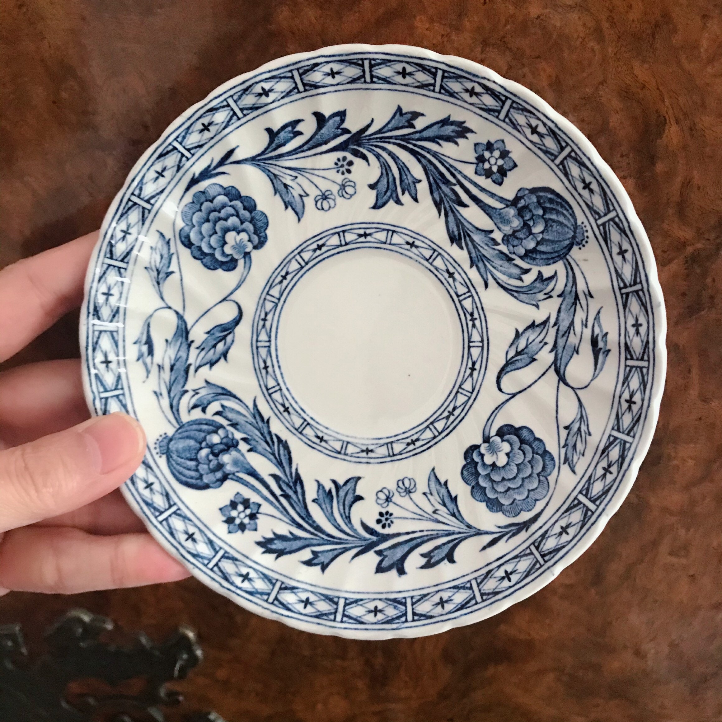 4 Ridgway BALMORAL Blue and White Scalloped Small Vintage Porcelain ...