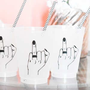 Bachelorette Party Cups / Ring finger / Bachelorette Party Cups / Bridal Party / 16oz Frosted Cup / Reusable Party Cups image 1