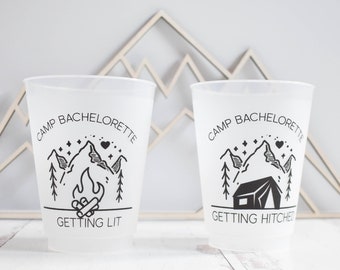 Camp Bachelorette Party Cups / Camp Bachelorette / Bachelorette Party Cups / Bridal Party / 16oz Frosted Cup / Getting Hitched / Getting Lit