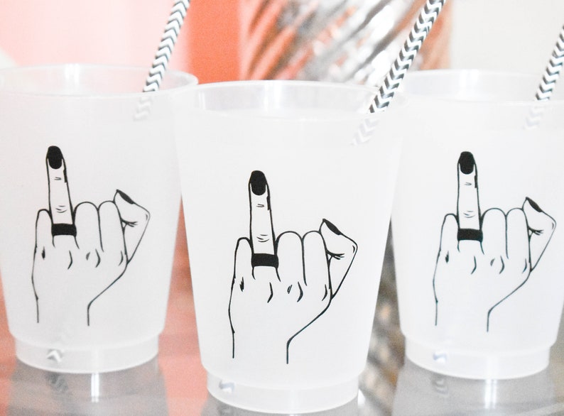 Bachelorette Party Cups / Ring finger / Bachelorette Party Cups / Bridal Party / 16oz Frosted Cup / Reusable Party Cups image 2
