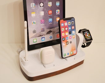 iDOQQ CINQUE Multi Device Docking Station - wood charging Station for 5 devices apple iPhone iPad apple watch and Apple pencil- Gift for Man