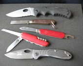 Vintage pocket knife lot of 5, Coast, Schrade, Camp knife, Victorinox, and US klien small rope knife