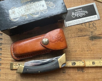 Browning Japan Model 503 Brass lockback 3 blade pocket knife w/ box sheath & papers