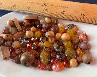 Vintage Loose Mixed bead soup Earth tones beads