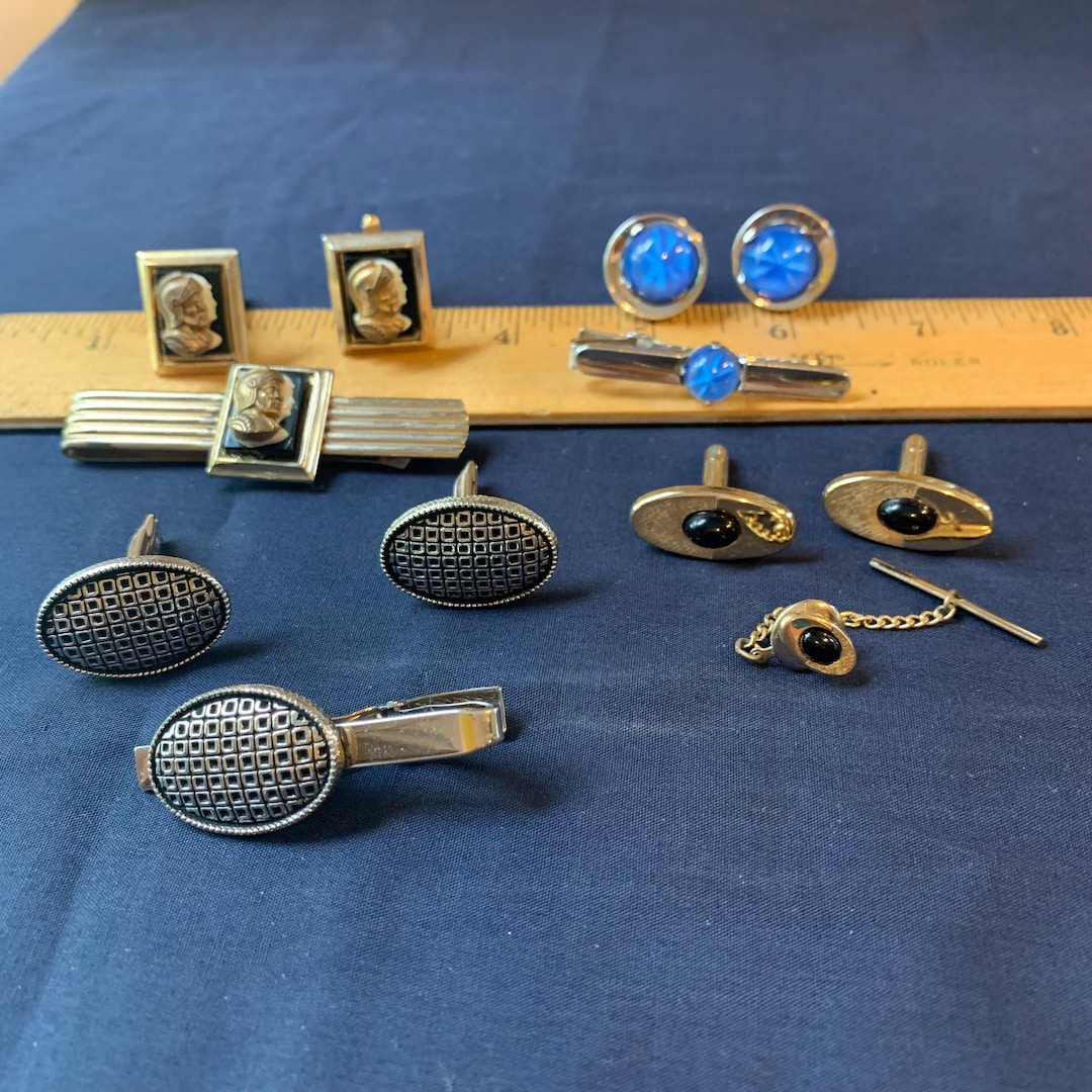 Vintage Cufflink Tie Bar Sets Lot - Etsy