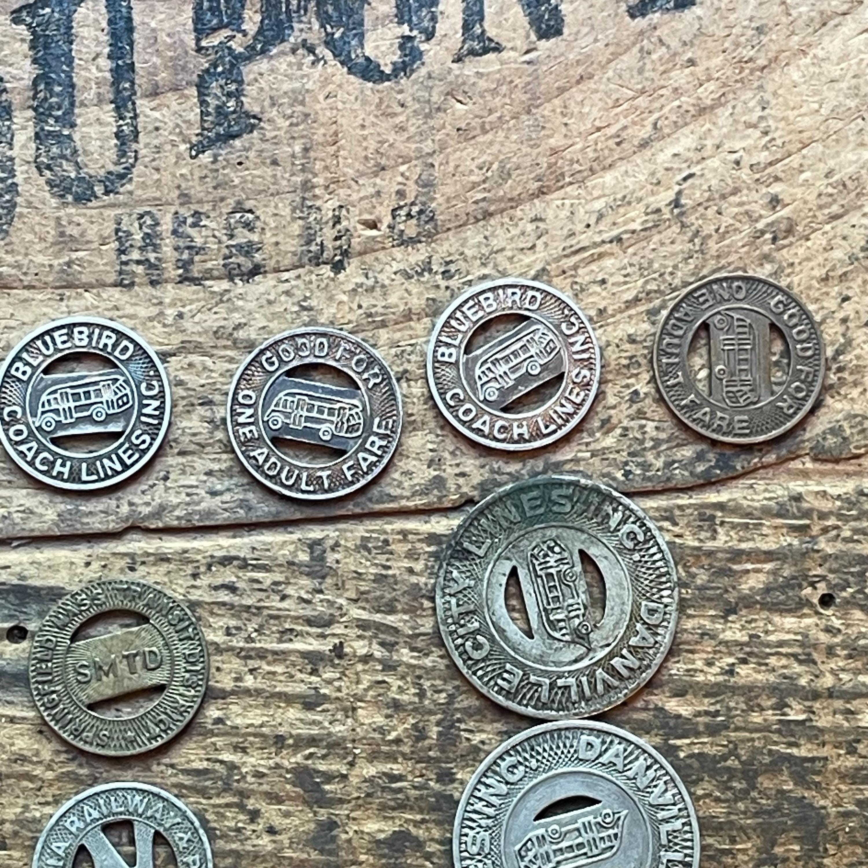 Vintage Bus Tokens 8 Script Coins, 2 Danville IL, Springfield IL ...