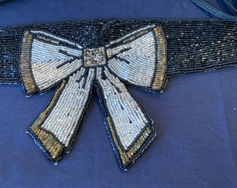 vintage Glass beaded Sash belt DISCO cummberbund