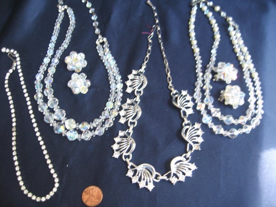 Vintage rhinestone and crystal necklace earring lo