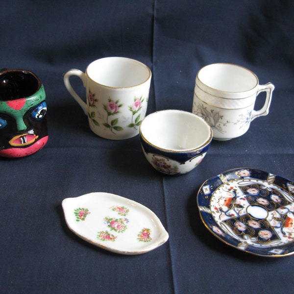 Old miniatures lot, cup and plate lot, mini-dishes, childs dishes