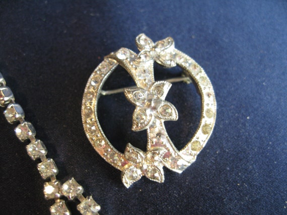 3 piece of vintage rhinestone jewelry, CORO rhine… - image 3