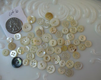 Vintage Mother of Pearl Buttons, Antique Shell Crafting Buttons, Lot #6