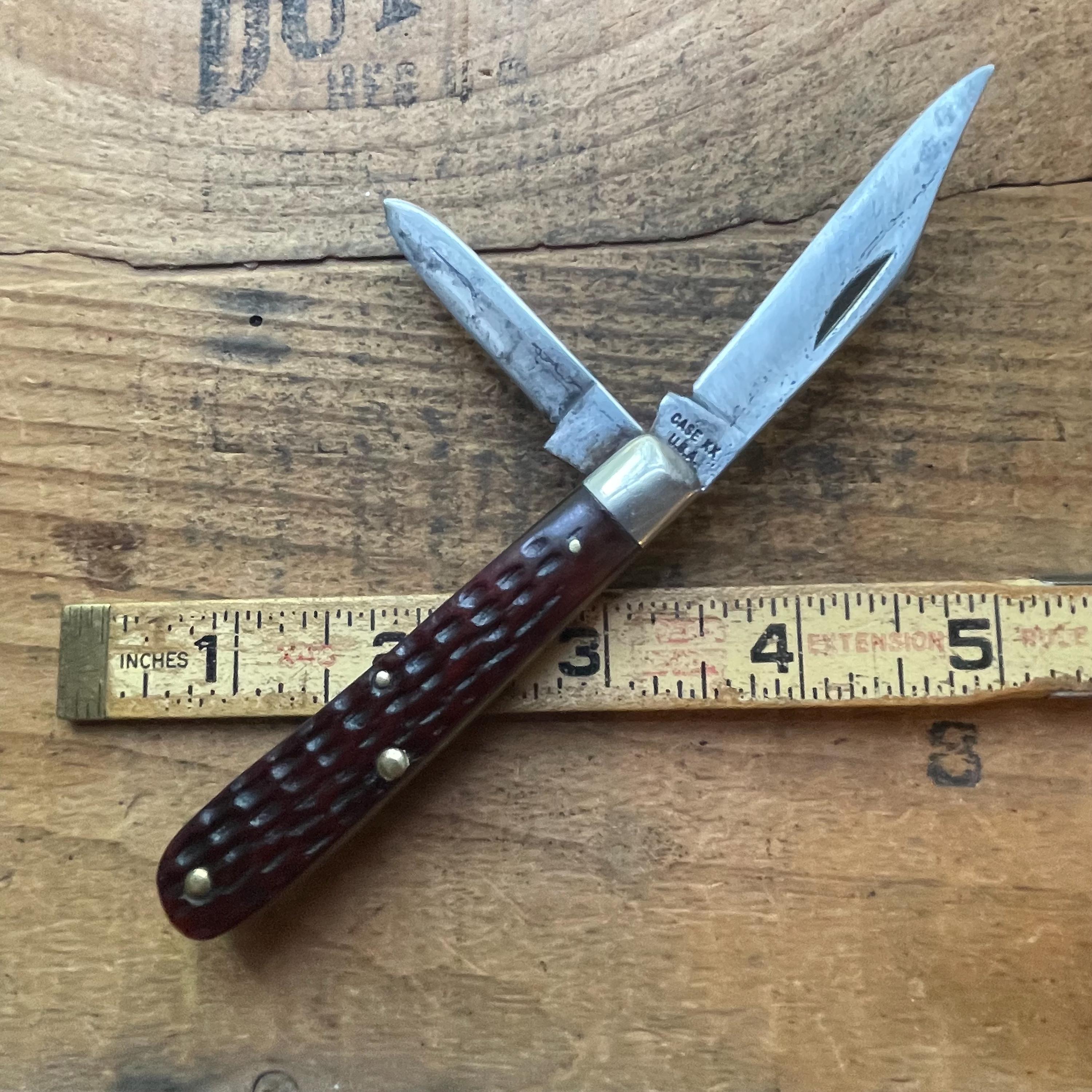 Vintage Case XX 1965-69 Model 6202 1/2 Red Bone Jack 2 Blade 