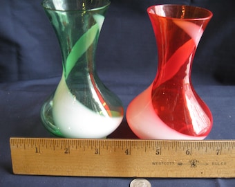 Art glass vase lot, Christmas decorations decor vases art glass vases, green vase, red vase