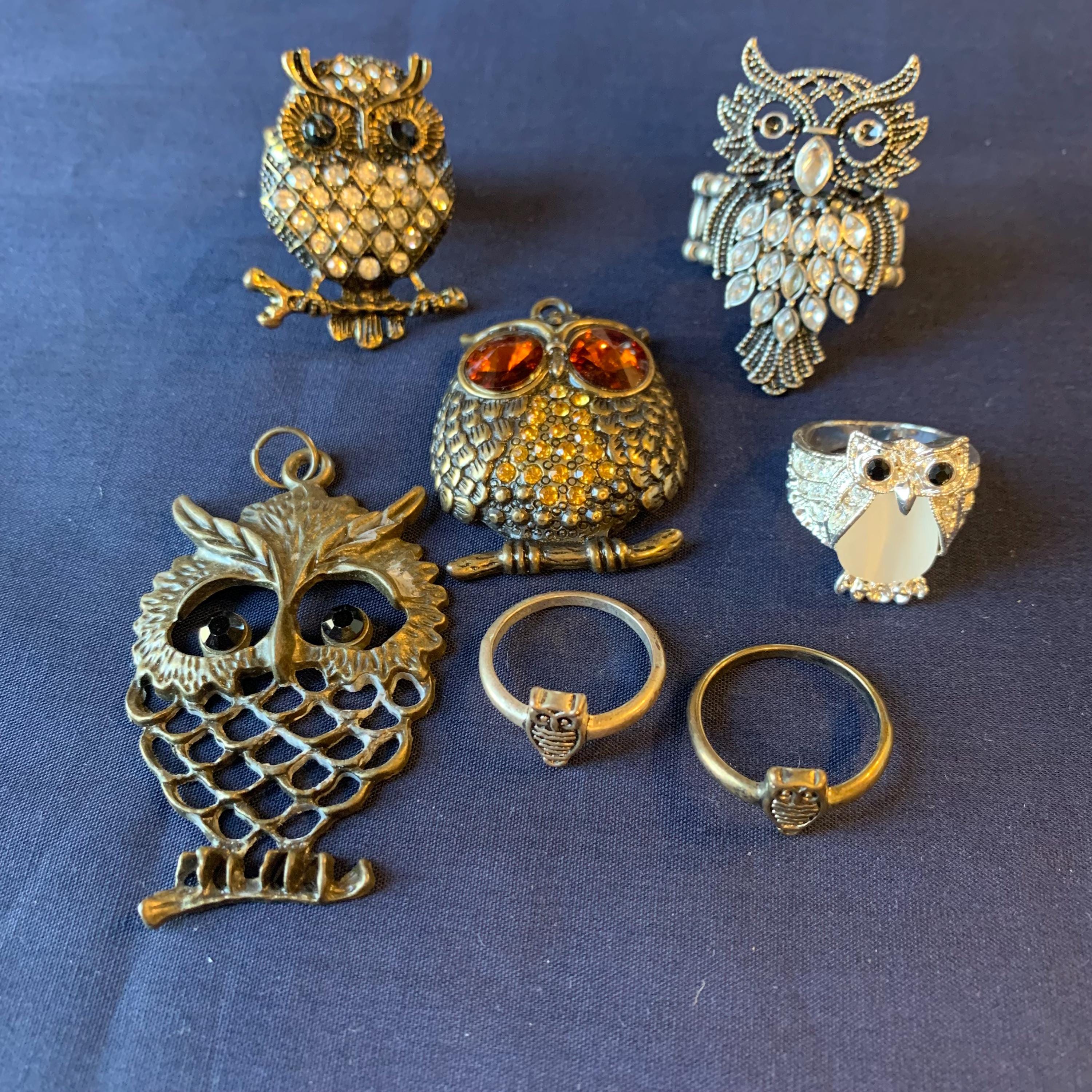 Vintage Owl rings and pendants