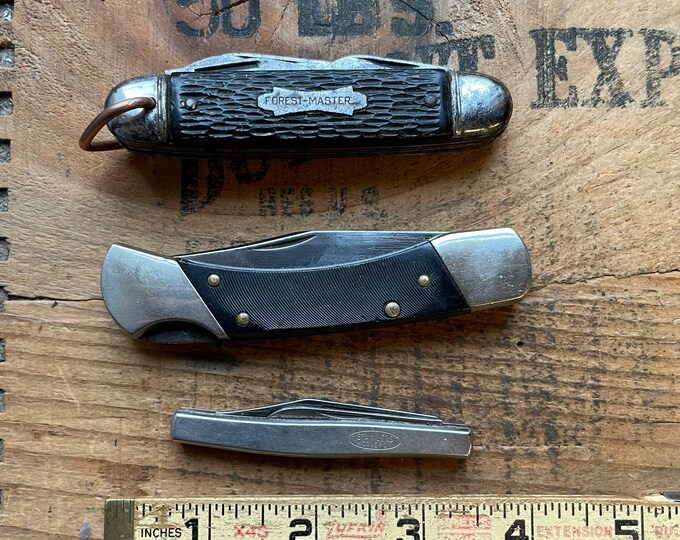 3 Knife Lot Colonial, Ranger, Prov Cut Co USA 1, 2 & 4 Blade Pocket ...