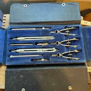 Vintage Noris USA Drafting Draftsman engineer tool set complete with case