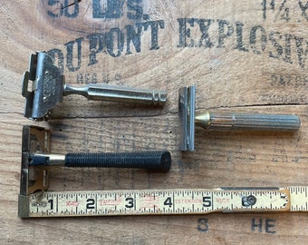 Vintage 3 Razor lot 1 Gillette 3 piece and 2 Gem safety razors