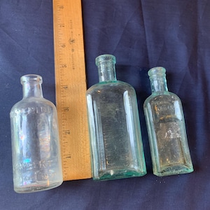 vintage antique blue bottle lot listerine