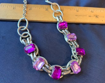 vintage lavender mauve rhinestone necklace