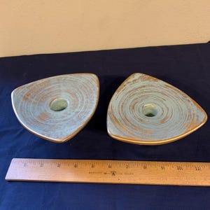 vintage MCM Triangular candlestick holders