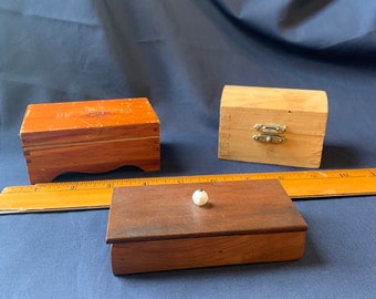 Vintage Wooden trinket jewelry treasure Tooth Fairy Box  box lot