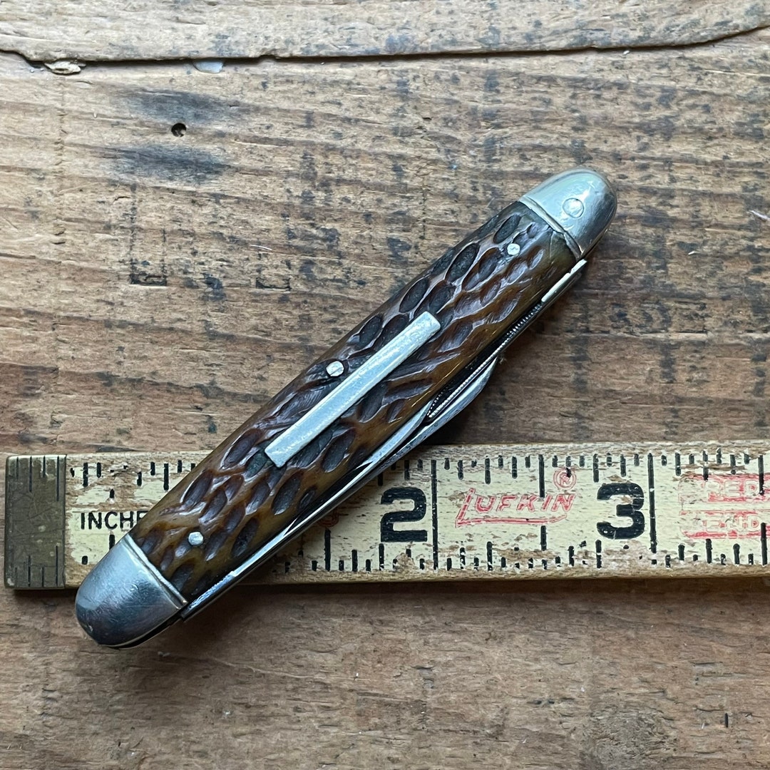 Vintage New York Knife Co Walden Hammer Brand 18561931 Bone Etsy